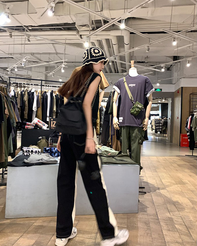 质感包包2023新款韩版时尚简约束口通勤黑色抽绳链条双肩包女背包