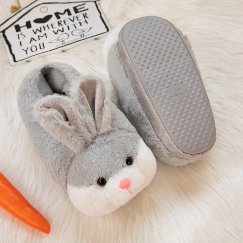 可爱棉拖鞋女包跟冬季兔子新款家居家室内防滑保暖毛绒棉鞋月子鞋 - 图2