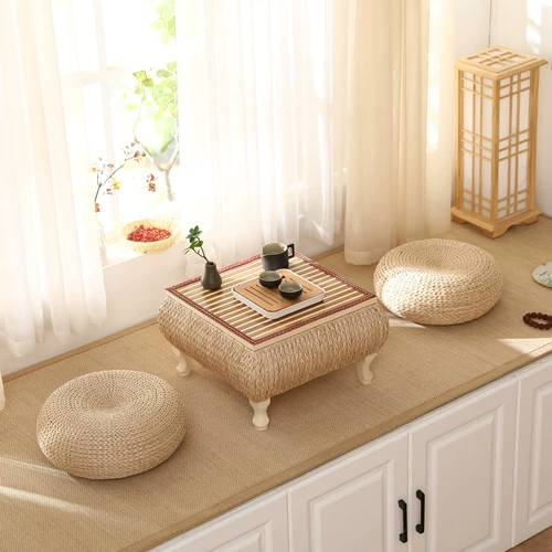 Красный японский стиль -стиль Zen -стиль сплошной древесина татами кофейный столик для заливного стекла.