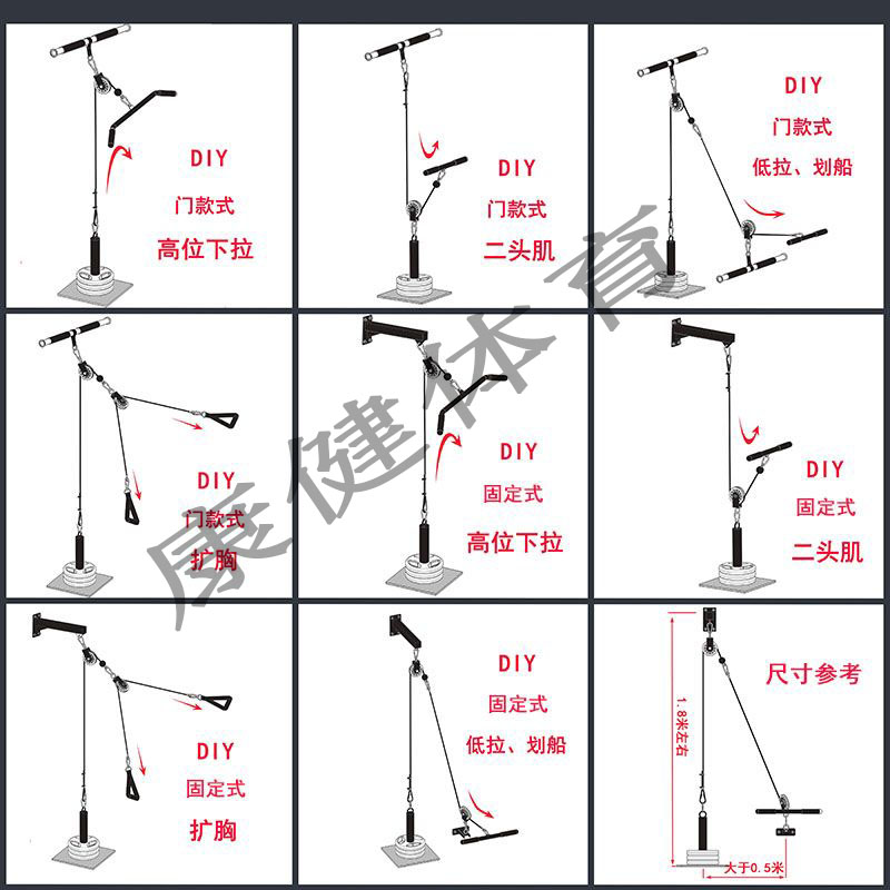 DIY自制高位下拉健身训练械器家用多功能手改装飞鸟划船材配件杆-图0