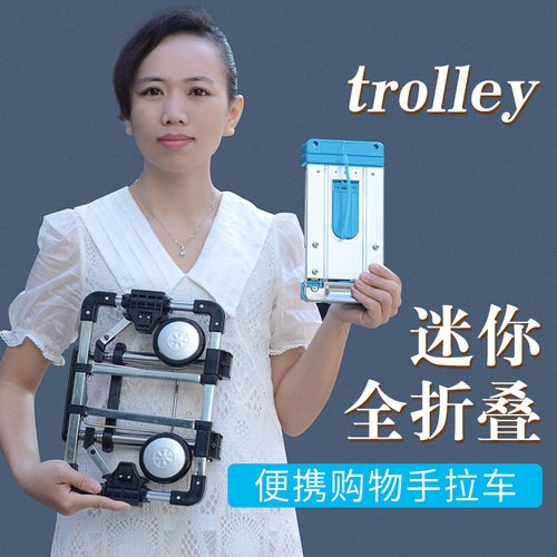 可折叠便携手拉车购物买菜迷你小拉车超小家用拉货拖车行李拉杆车 - 图0