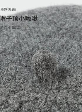 日系纯色羊毛贝雷帽女