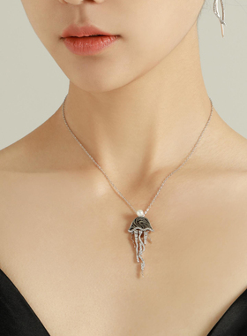 金大师乌铜走银  水母项链吊坠