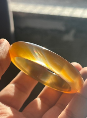 纯天然精品高冰七彩光彩虹光玛瑙手镯口径54mm包邮