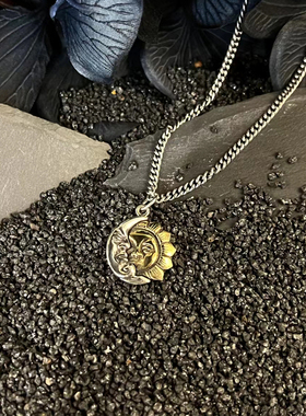KB太阳和月亮合金项链摇滚嘻哈风