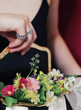 KING BABY三环水晶骷髅戒指925银摇滚嘻哈时尚潮流朋克风