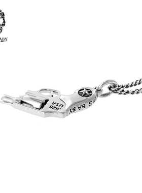 KING BABY小号左轮手枪项链925银