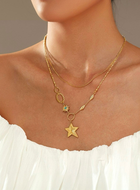 Vögel「Estrella」项链配饰女金色轻奢小众高级感双层星星毛衣链