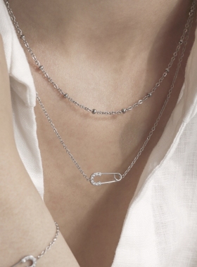 满钻曲别针项链小众高级感配饰女