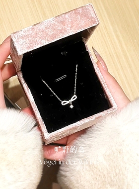 s925纯银蝴蝶结项链轻奢小众高级