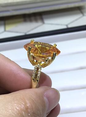 新切工12克拉金钻活口戒指培育石高碳钻