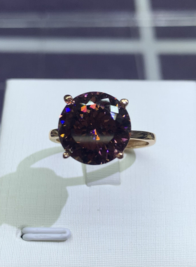 6克拉干枯玫瑰星空切戒指活口18k香槟金电镀