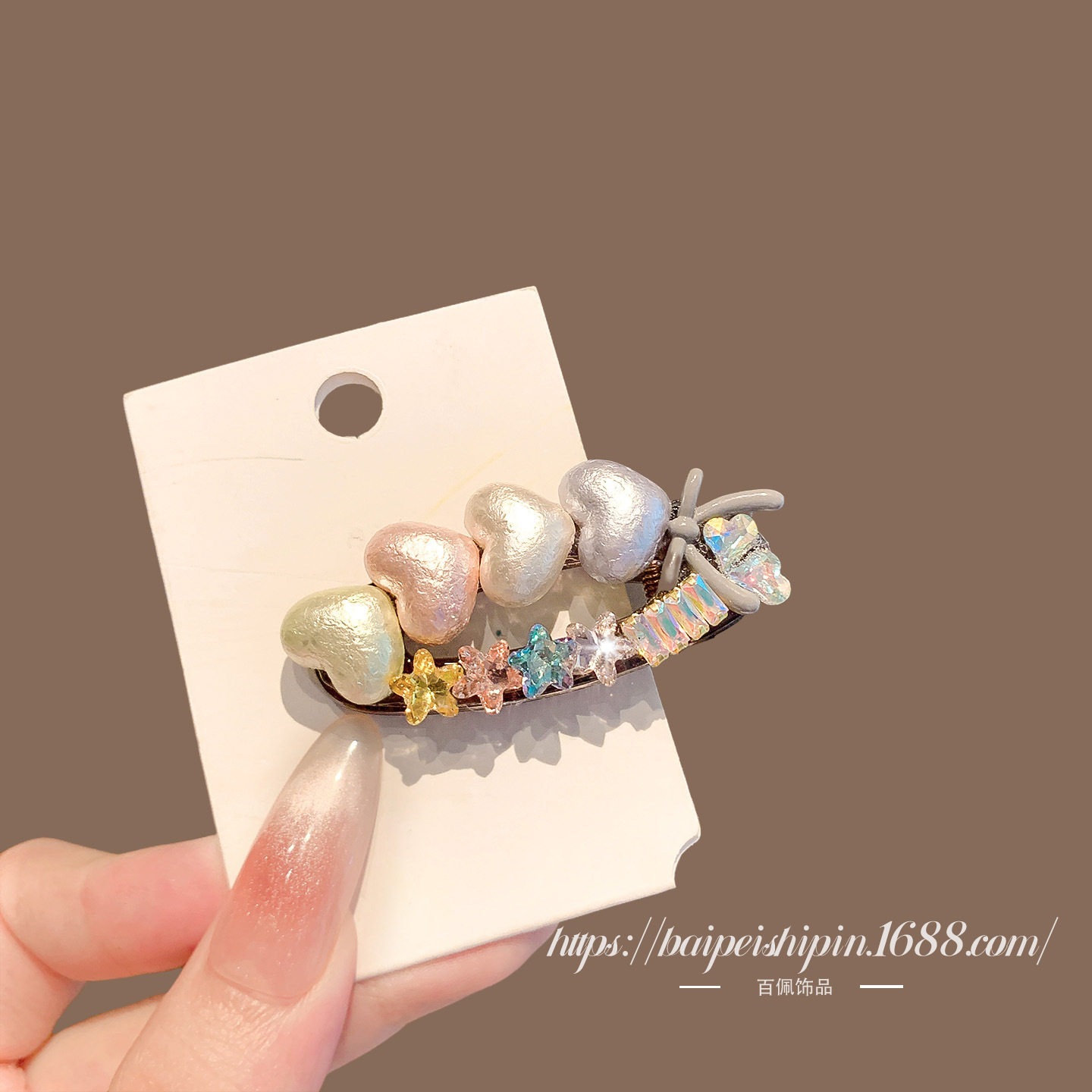 新款精致彩色水晶鸭嘴夹发卡一字夹满钻气质刘海夹发夹侧边夹子女,淘宝优惠券,粉丝福利购,淘宝优惠卷