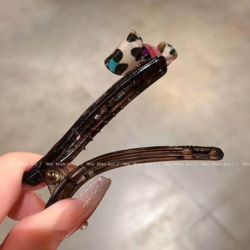 原创轻奢韩国重工彩钻豹纹蝴蝶结边夹感滴油侧边碎发气质发卡,淘宝优惠券,粉丝福利购,淘宝优惠卷