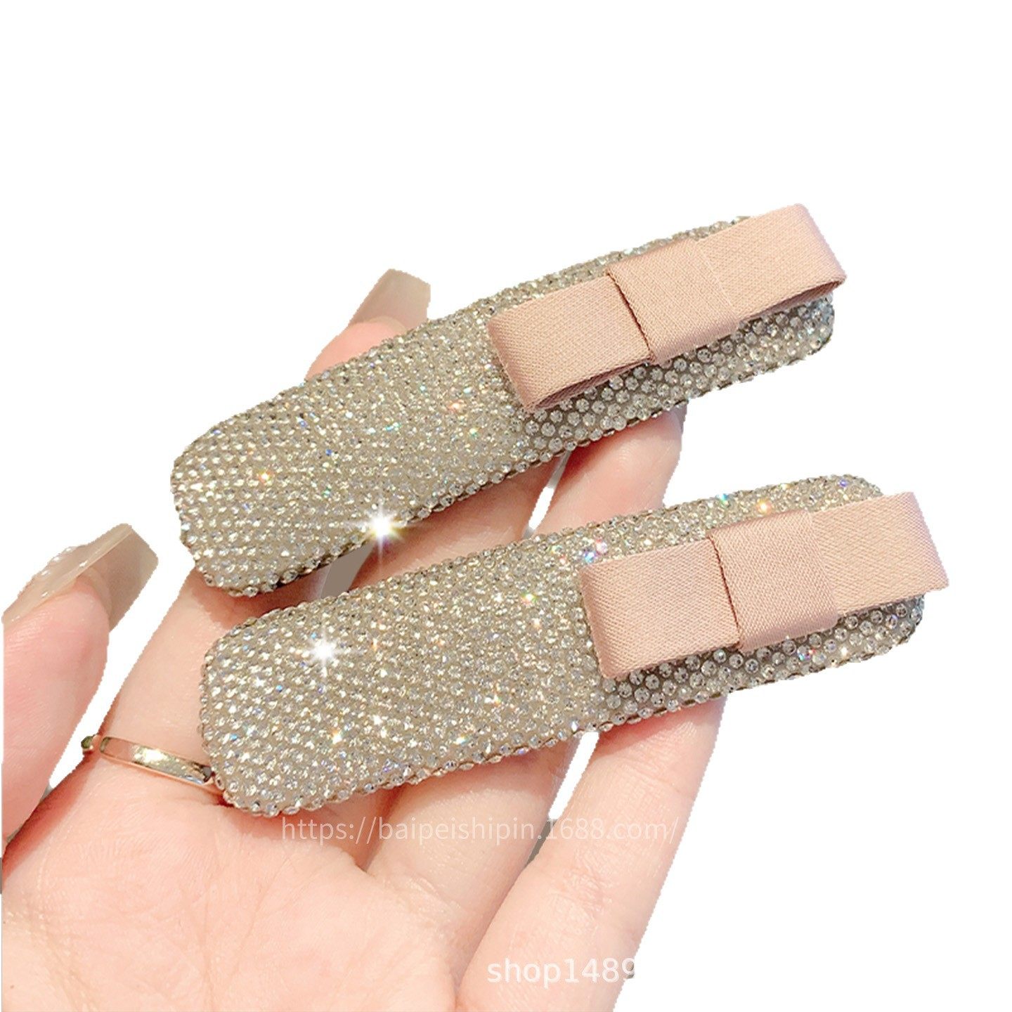 韩版闪钻蝴蝶结bb夹前额刘海碎发夹甜美气质边夹满钻发卡夹子,淘宝优惠券,粉丝福利购,淘宝优惠卷