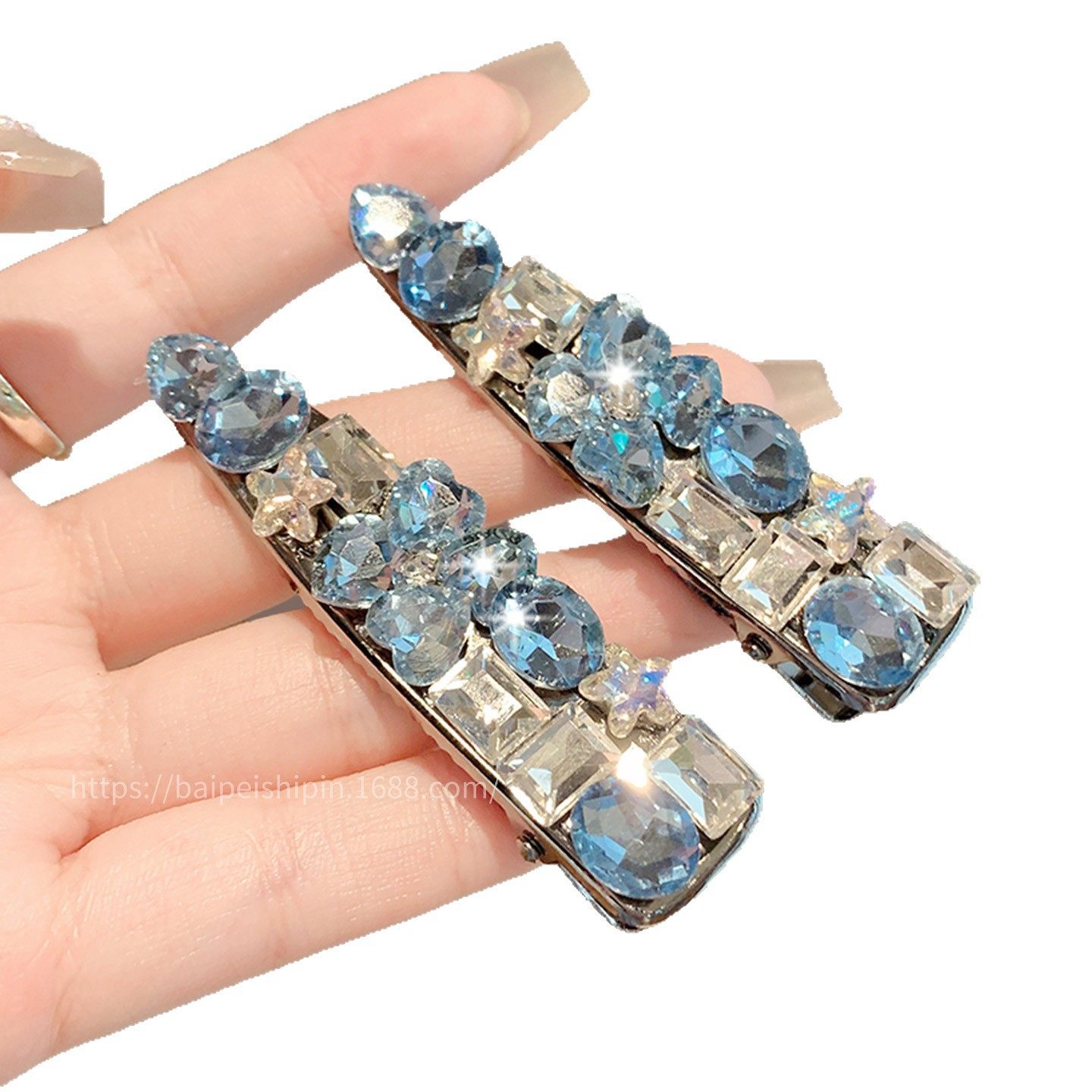 韩系满钻发夹水晶鸭嘴夹边夹刘海侧边夹子头饰碎发整理发卡子,淘宝优惠券,粉丝福利购,淘宝优惠卷