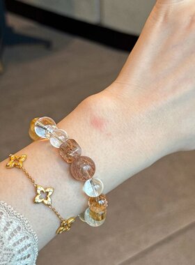 春日樱【小金库】天然黄塔晶白水晶小众设计感串珠水晶手串女高级