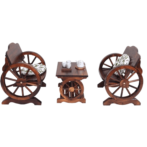 Карбонизированные анти -коррупционные деревянные досуга на открытые столы и кресло двор с твердым деревом Колочный столик на открытый рабочий стол и стул Трех -комбинация