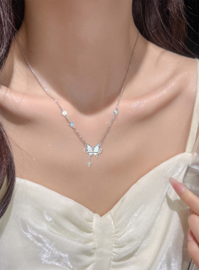 迪士尼S925银蝴蝶项链轻奢小众