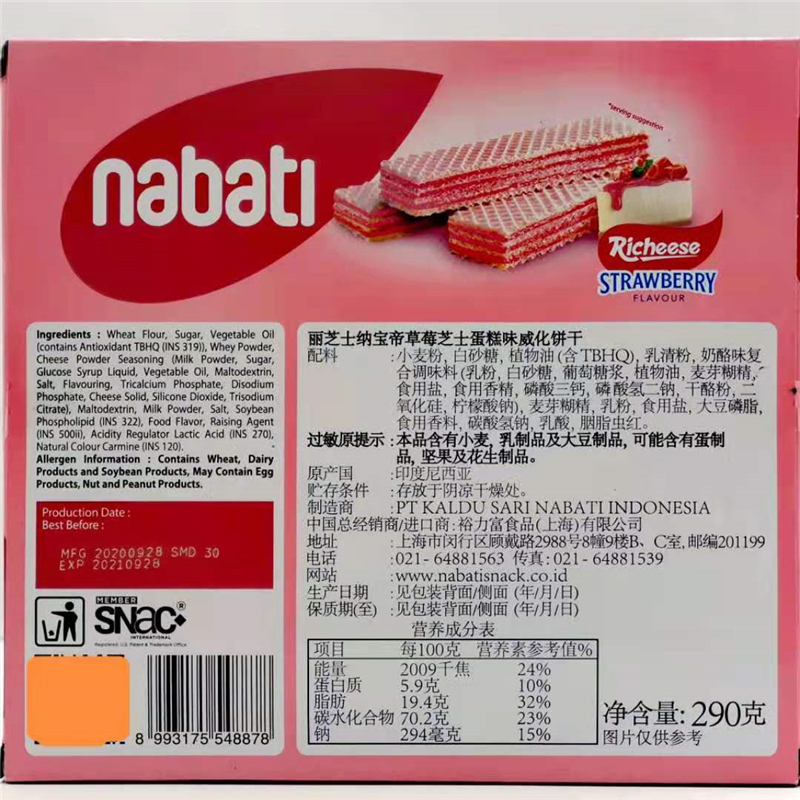 NABATI丽芝士纳宝帝威化饼干 印尼进口 290g发3盒包邮 多种口味 - 图0