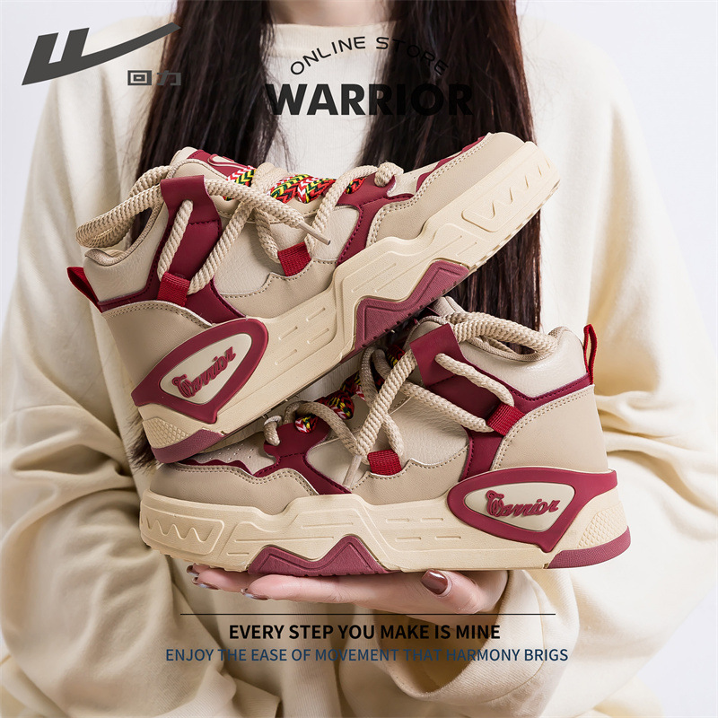 WARRIOR【回力官方正品】新款女士时尚潮流帮鞋学生厚底板鞋潮 - 图1