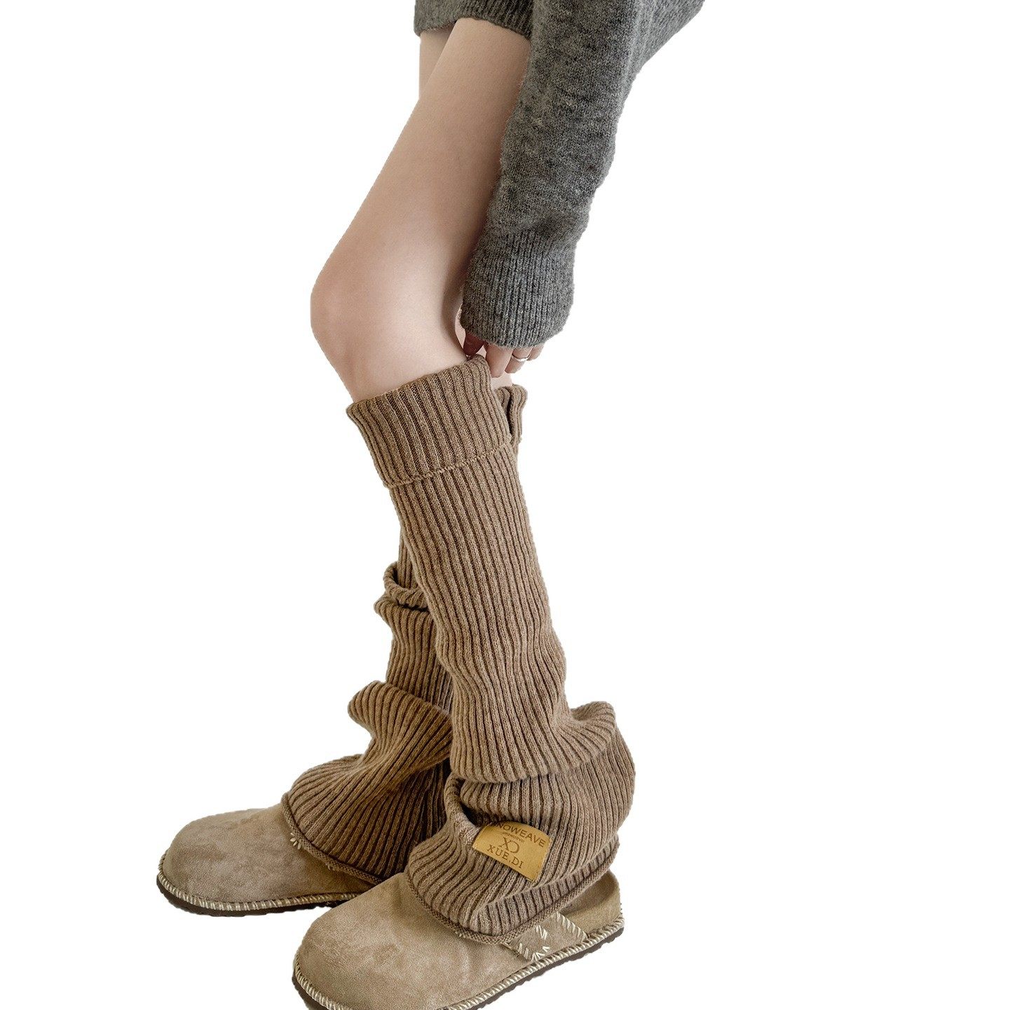 秋冬复古针织标签堆堆袜套日系百搭jk竖纹腿套羊毛保暖小腿袜子,淘宝优惠券,粉丝福利购,淘宝优惠卷