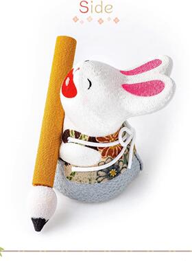 日本京都龙虎作 兔年 生肖绢布书法迎春新年招福开运摆件送礼