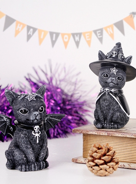 树脂黑猫庭院门口摆件