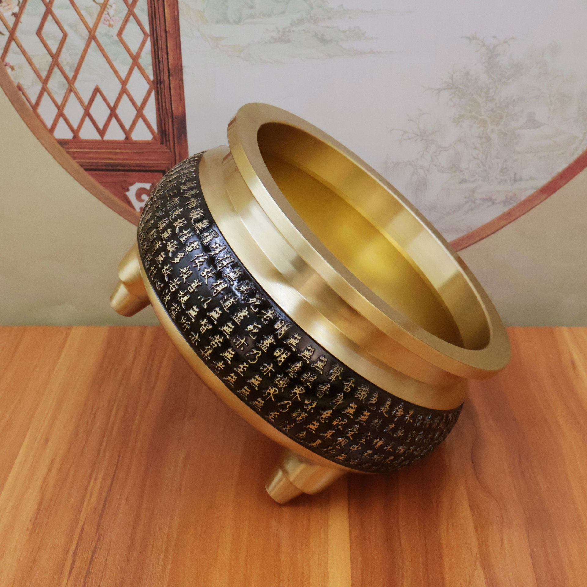 黄铜香炉家用室内插香炉供奉招财黄铜香薰炉佛前佛具烧香上香铜炉 - 图1