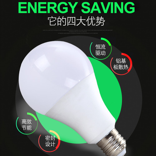 led灯泡e27螺口3W5W7W9W18W超亮室内家用照明暖黄白光源球泡省电 - 图0