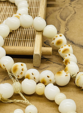 保真天然白玉菩提根炭烤猫爪手链