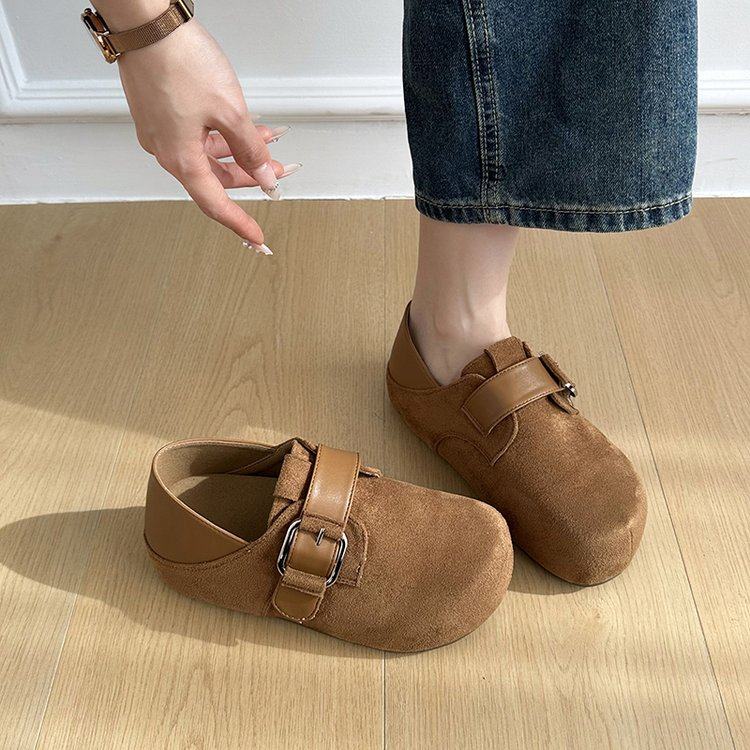 2026春季新款韩系风牛反绒磨砂皮深口平休闲鞋女平底舒适勃肯单鞋,淘宝优惠券,粉丝福利购,淘宝优惠卷