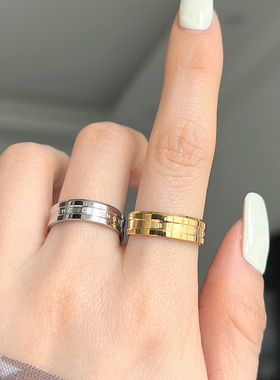 情侣钛钢简约光面素圈不掉色戒指