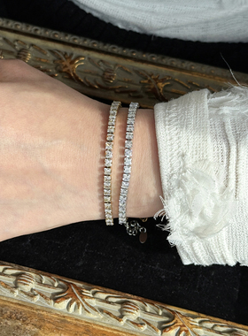 钛钢锆石满钻爆闪不掉色网球手链