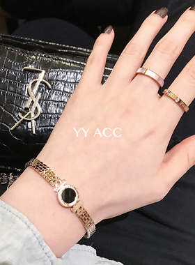 韩国黑色镀18k玫瑰金钛钢手镯