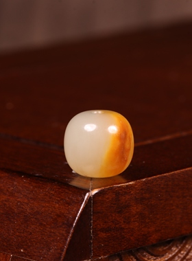 9mm老型珠新疆和田玉籽料黄沁珠子天然和田玉单珠散珠手串配珠