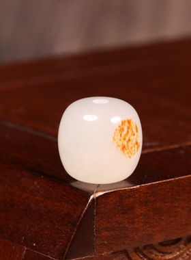 12mm老型珠细度过灯新疆和田玉籽料洒金皮单珠白玉散珠手串配珠