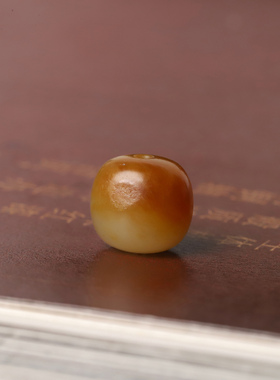 10mm黄沁玉珠新疆和田玉籽料单珠黄沁散珠籽玉圆珠锁骨珠手串配珠