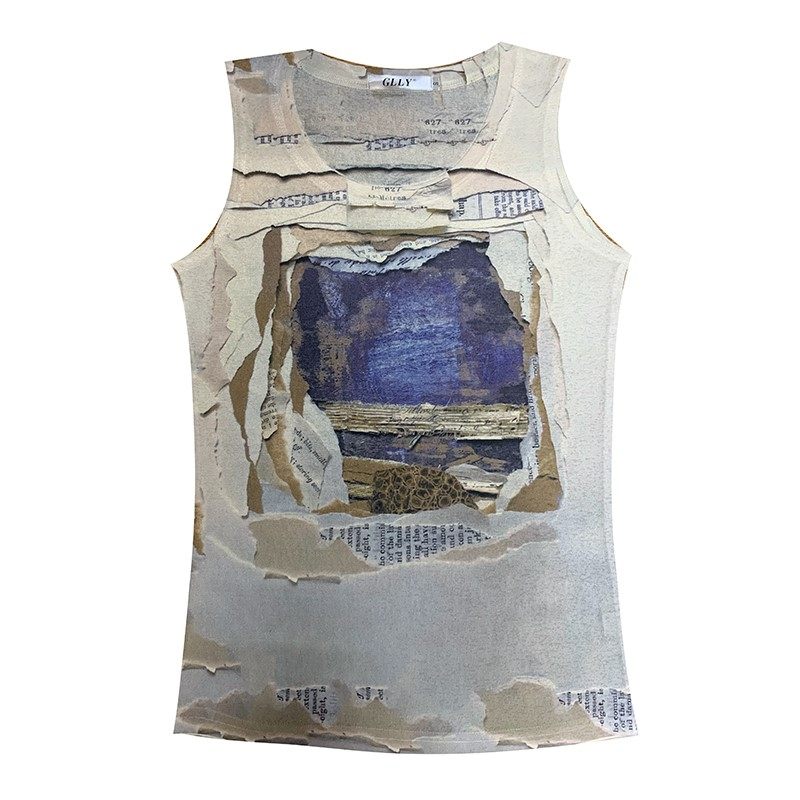 欧洲站2024夏装新款洋气吊带小背心女内搭外穿无袖打底衫印花t恤,淘宝优惠券,粉丝福利购,淘宝优惠卷