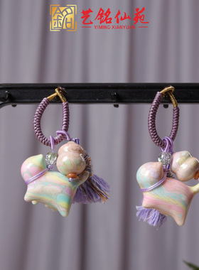 大漆月亮星星汽车钥匙扣木质男女