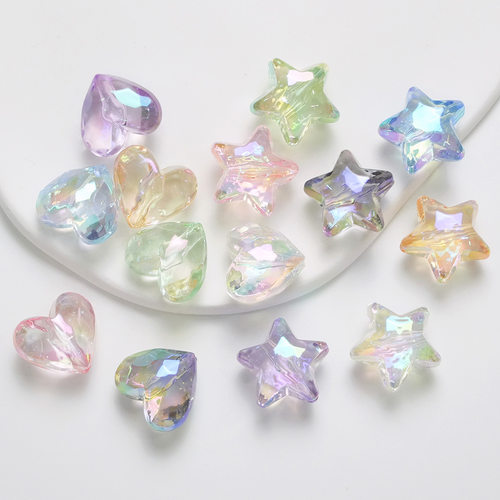 20mm透明uv五角星爱心炫彩宝石 直孔DIY串珠手机链条鞋花材料饰品 - 图2