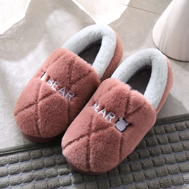 新款秋冬季撸猫感棉拖鞋女居家用软底包跟保暖室内防滑加绒面 - 图1