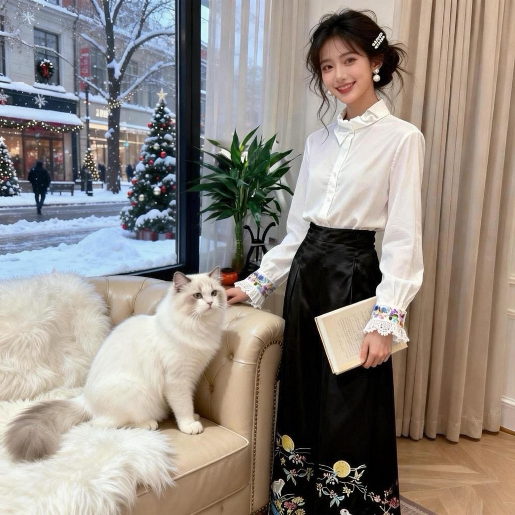 新中式清汉玉兔望月刺绣醋酸阔腿裤秋冬新款复古国风百搭裙裤长裤,淘宝优惠券,粉丝福利购,淘宝优惠卷