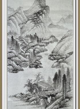 热卖国一枫斋纯手绘精品仿古山水画三尺中堂张大千水墨画一幅惊爆