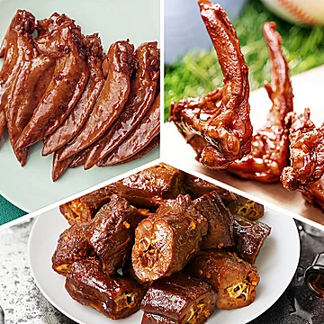 【周黑鸭】锁鲜卤鸭脖鸭锁骨鸭翅鸡翅尖5盒[10元优惠券]-寻折猪