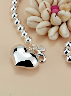 银饰圆球短款心形礼物毛衣链