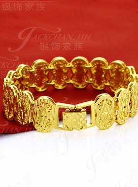 不掉色手链925银镀黄金霸气男