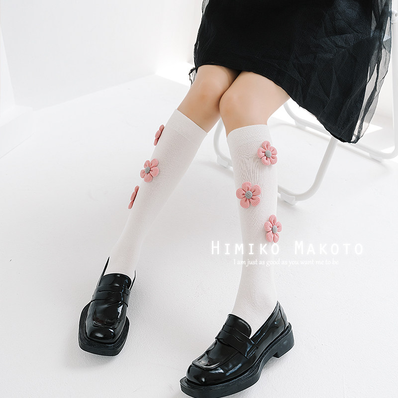 ins风大蝴蝶结纯棉小腿袜小花亮片及膝袜韩版高筒袜子女JK洛丽塔,淘宝优惠券,粉丝福利购,淘宝优惠卷