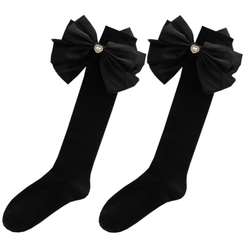 ins风大蝴蝶结纯棉小腿袜小花亮片及膝袜韩版高筒袜子女JK洛丽塔,淘宝优惠券,粉丝福利购,淘宝优惠卷