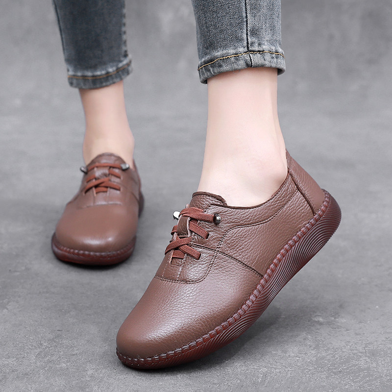 春秋新款平底女鞋休闲深口单鞋中老年皮鞋女妈妈鞋真皮软底老人鞋,淘宝优惠券,粉丝福利购,淘宝优惠卷